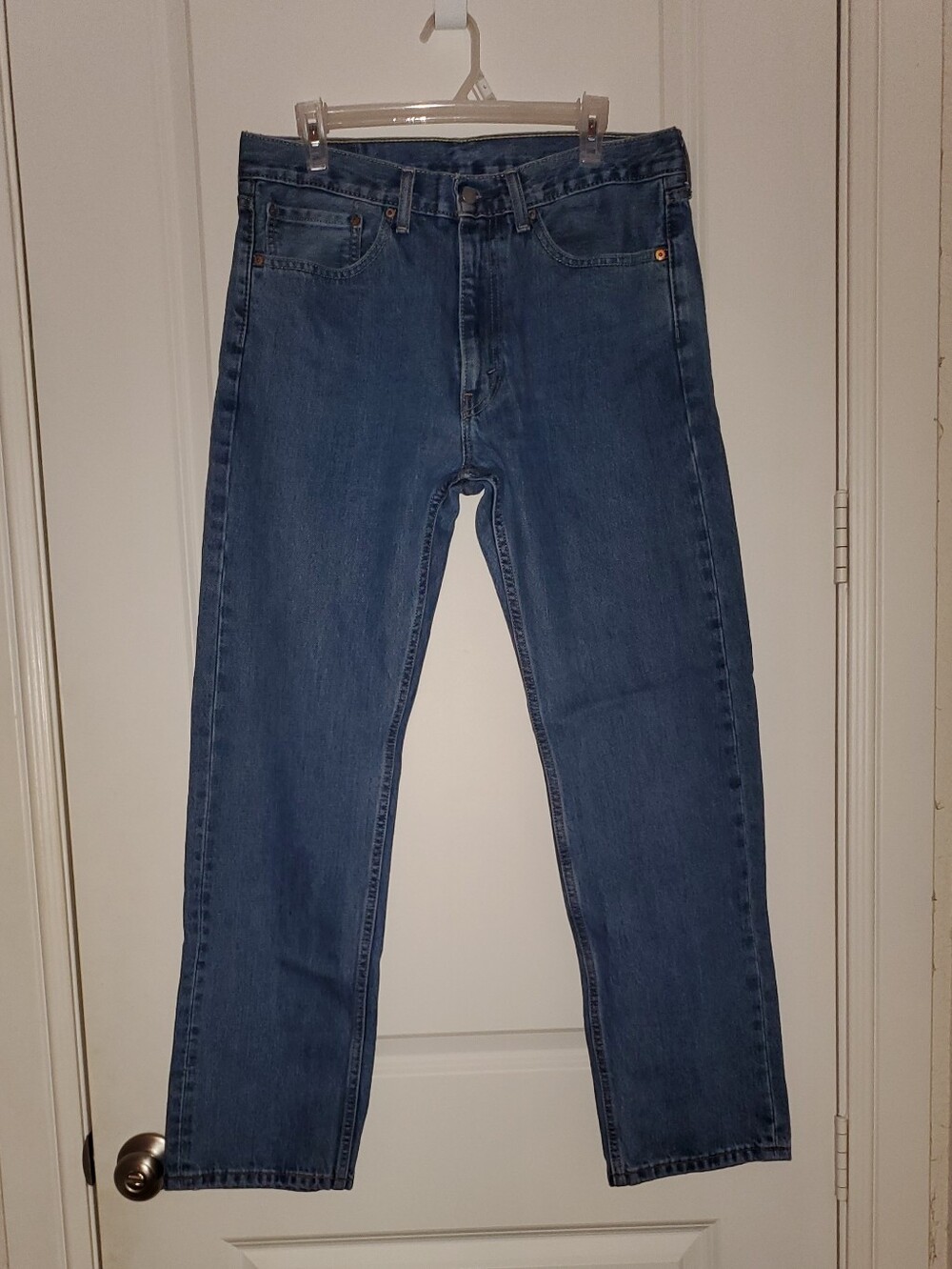 Classic Men's Blue Straight-Leg Levis 505 Jeans 34 32